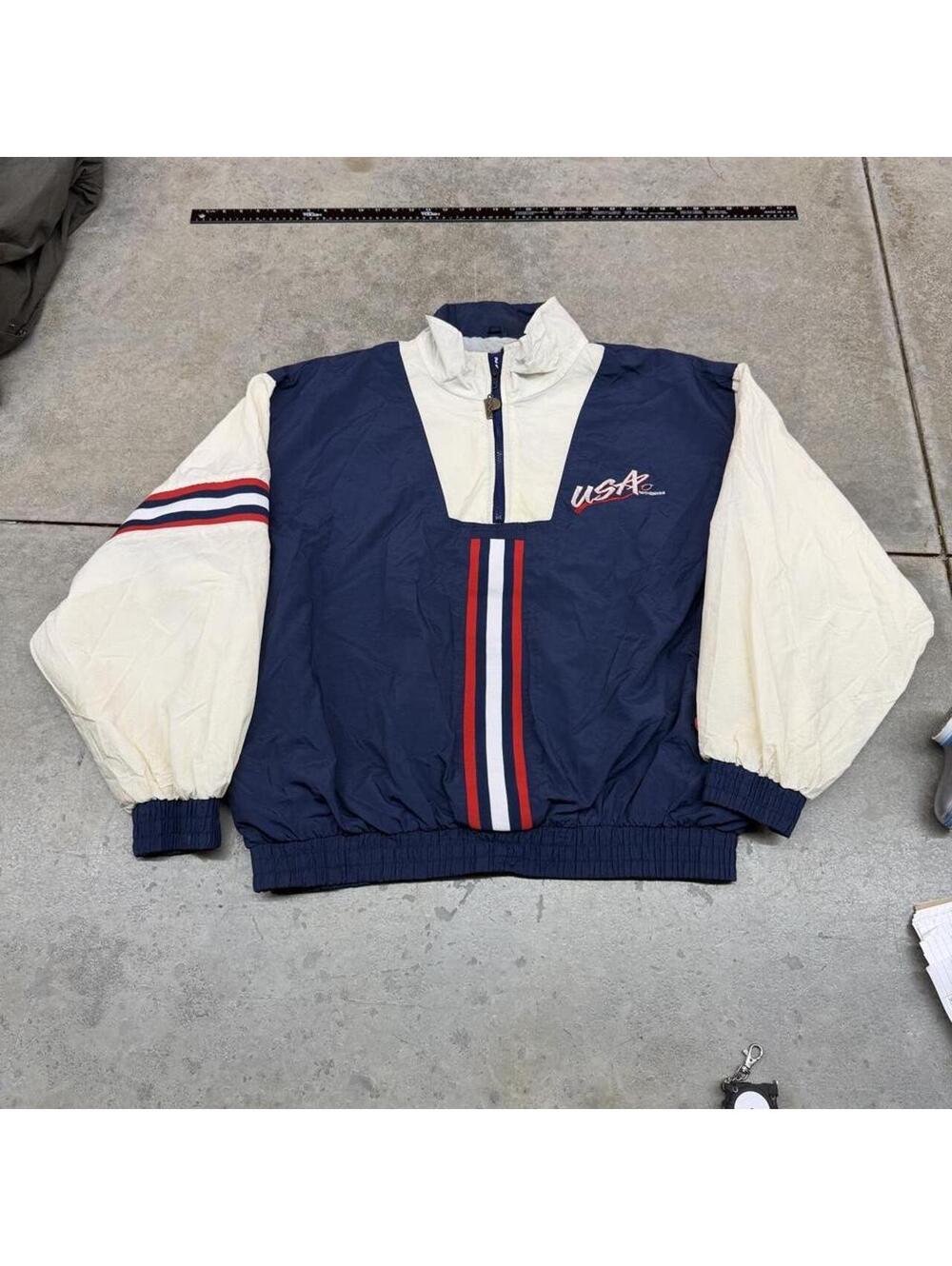 vintage team usa basketball olympics pro player quarter zip windbreaker jacket
